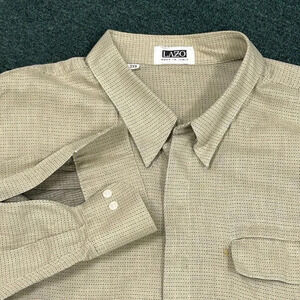 Lazo Men's Vintage Italian Designer Tan Patterned Shirt Size 2XB